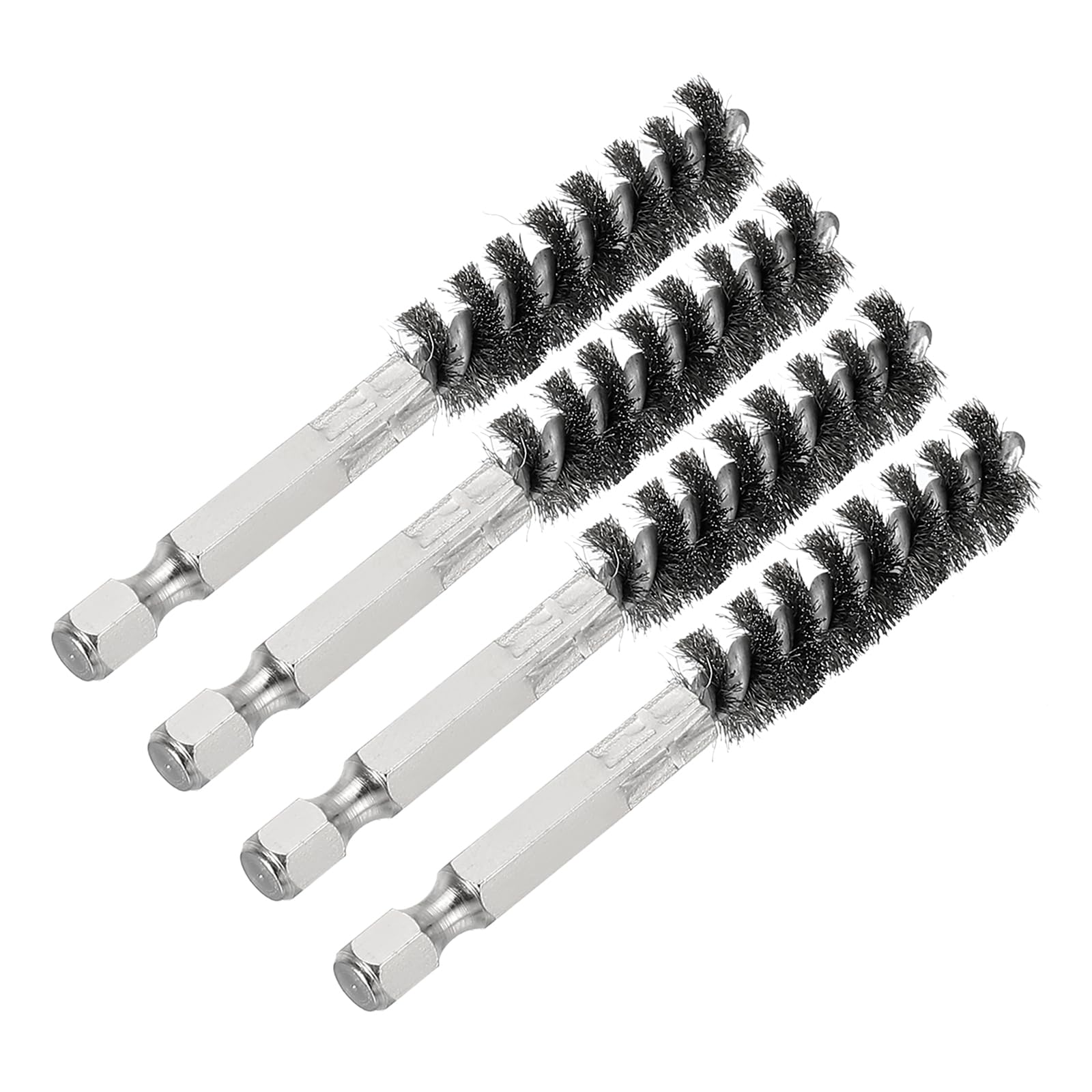 PATIKIL Golf Clubs Head Hosel Brush 0.43 Inch, 4 Pack Golf Shaft Ferrules Cleaning Tool Hex Shank Handle Electric Drill Wire Brush for Wood and Iron, Silver
