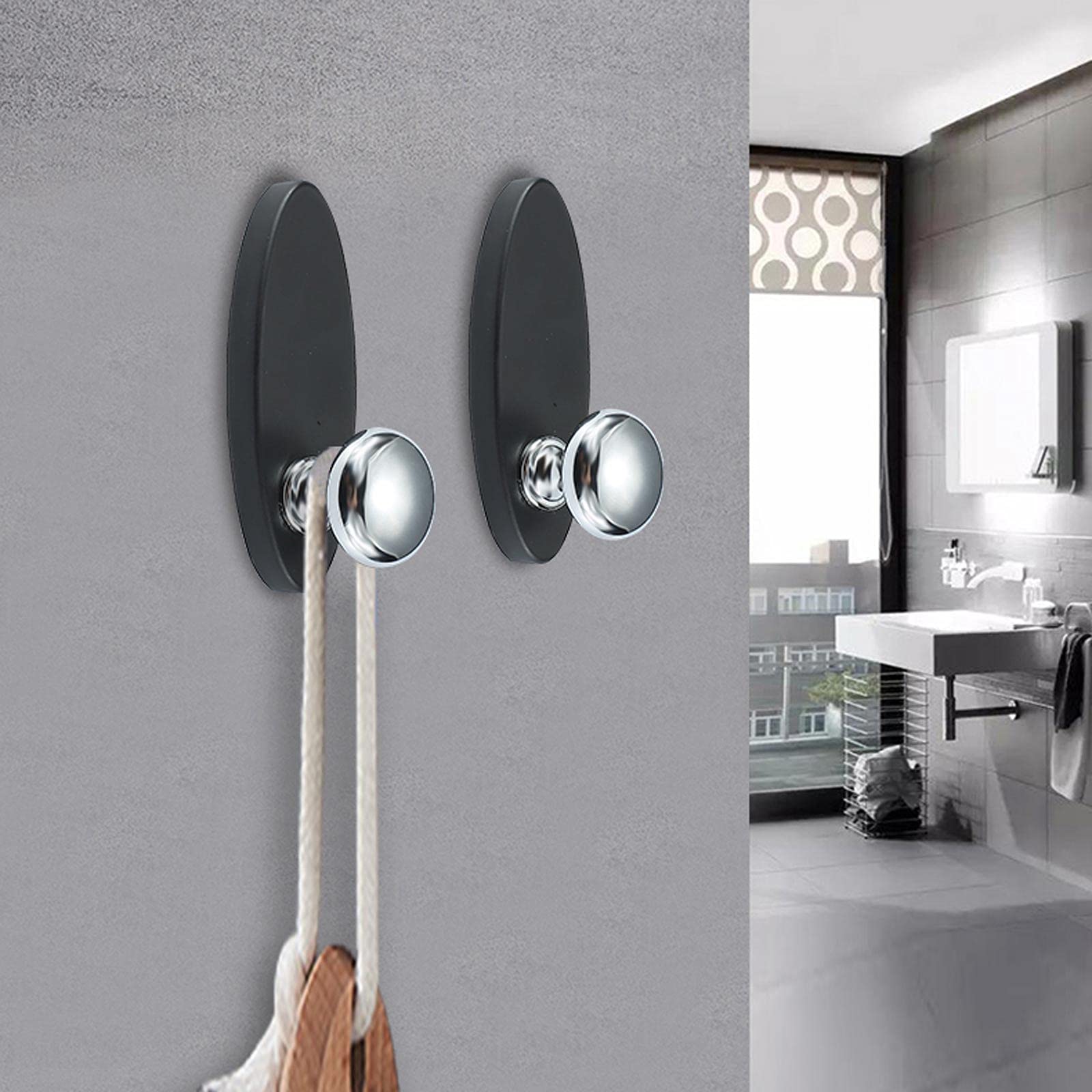 Bastidores de abrigos Ganchos montados en la pared Ganchos Robe Ganchos Capa de percha de tela Ganchos de metal contemporáneo for baño Garaje de cocina Percha de una sola capa 4 piezas (negro) Rack de