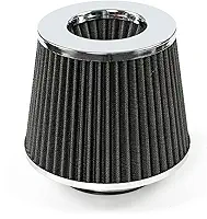 AUTOXBERT Kit de indução de filtro de ar universal para carro esportivo filtro de ar cone de carro acabamento cromado prata 3 polegadas 76 mm desempenho alto fluxo entrada de ar frio filtro seco