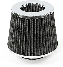 AUTOXBERT Kit de indução de filtro de ar universal para carro esportivo filtro de ar cone de carro acabamento cromado prata 3 polegadas 76 mm desempenho alto fluxo entrada de ar frio filtro seco