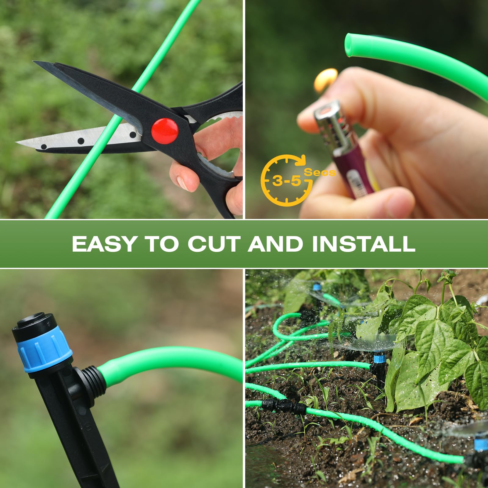 Manguera de riego por goteo de 1/4 pulgadas, manguera de distribución en blanco verde, perfecta para sistema de tuberías de riego de jardín, hidroponía, tubos de nebulización (500 pies)