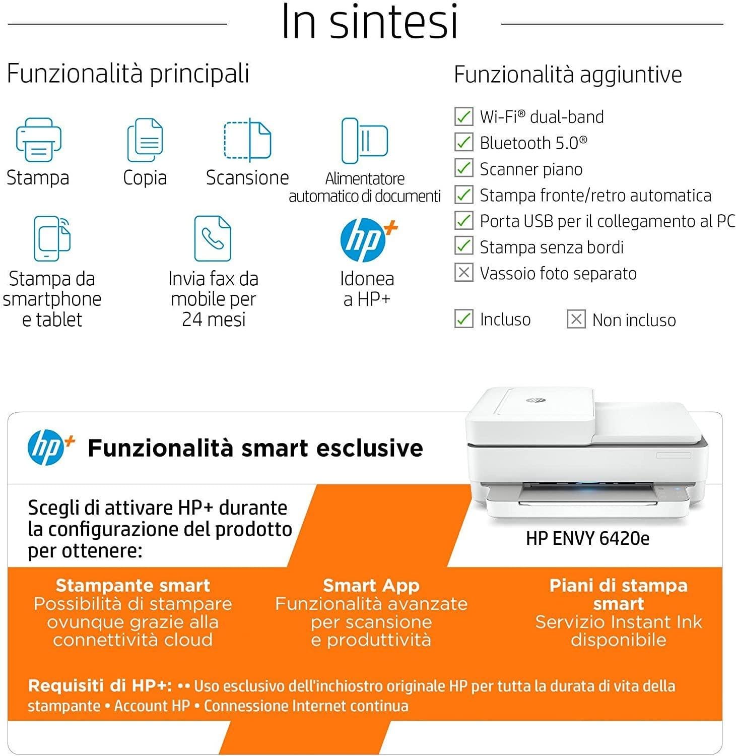 HP DeskJet 4120e Stampante Multifunzione, Bluetooth,36.11 x 43.25 x 17.4 cm, Bianco