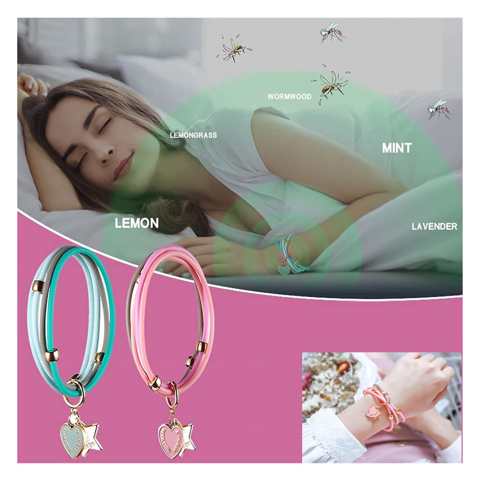 pulseras repelentes de mosquitos 2 Pieza Pulsera antimosquitos bandas repelentes de insectos pulseras impermeables antiinsectos inofensivos para el Cuerpo