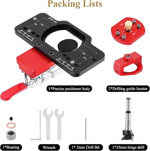 Miniatura 6 de Meticuloso Plantilla de bisagra oculta de 1.378 in, aleación de aluminio, bisagra de bloqueo precisa, perforación, perforación, perforador,