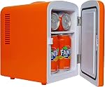 Fanta Mini Fridge - 8 Can Refrigerator for Bedroom Skincare Office, Portable Table Top Beverage Cooler, 12V 110V Refrigerador For Drinks, Soda, Wines, Breast Milk, Use In Car, Dorm, Outdoor, Patio