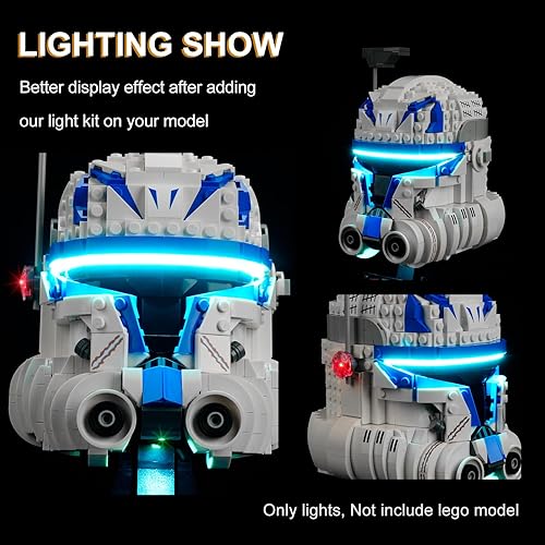 Miniatura 2 de DALDED Kit de iluminación LED para juego de casco Lego Capitán Rex, luz LED compatible con modelos de bloques de construcción Lego 75349 (no incluye