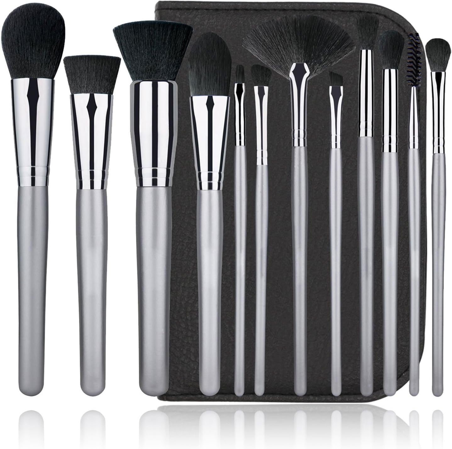 12PCS Makeup Brush Set for Powder Blush Foundation Concealer Eyeliner Eye Shadow with Cosmetic zipper Bag Kabuki Brushes Face