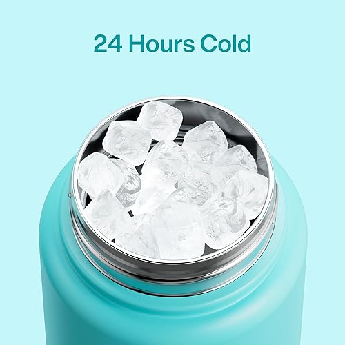 Miniatura 885 de ENCOOL Botella de agua aislada con popote, de acero inoxidable, a prueba de fugas, sin BPA, al vacío de doble pared que se mantiene fría durante 24