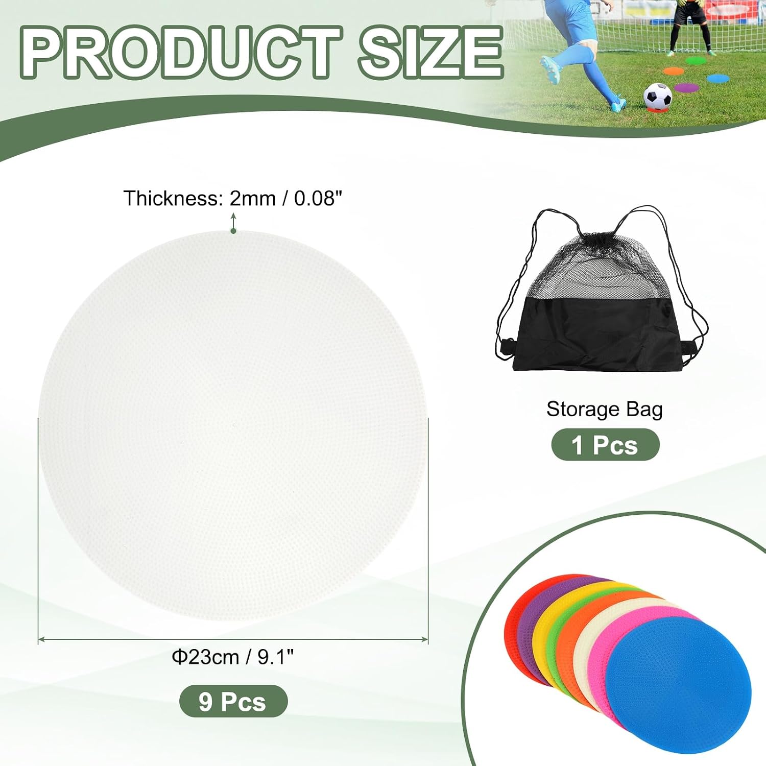 Spot Markers, Poly Spot Marker for Agility Training Floor Dots Non Slip Flat Field Cones
