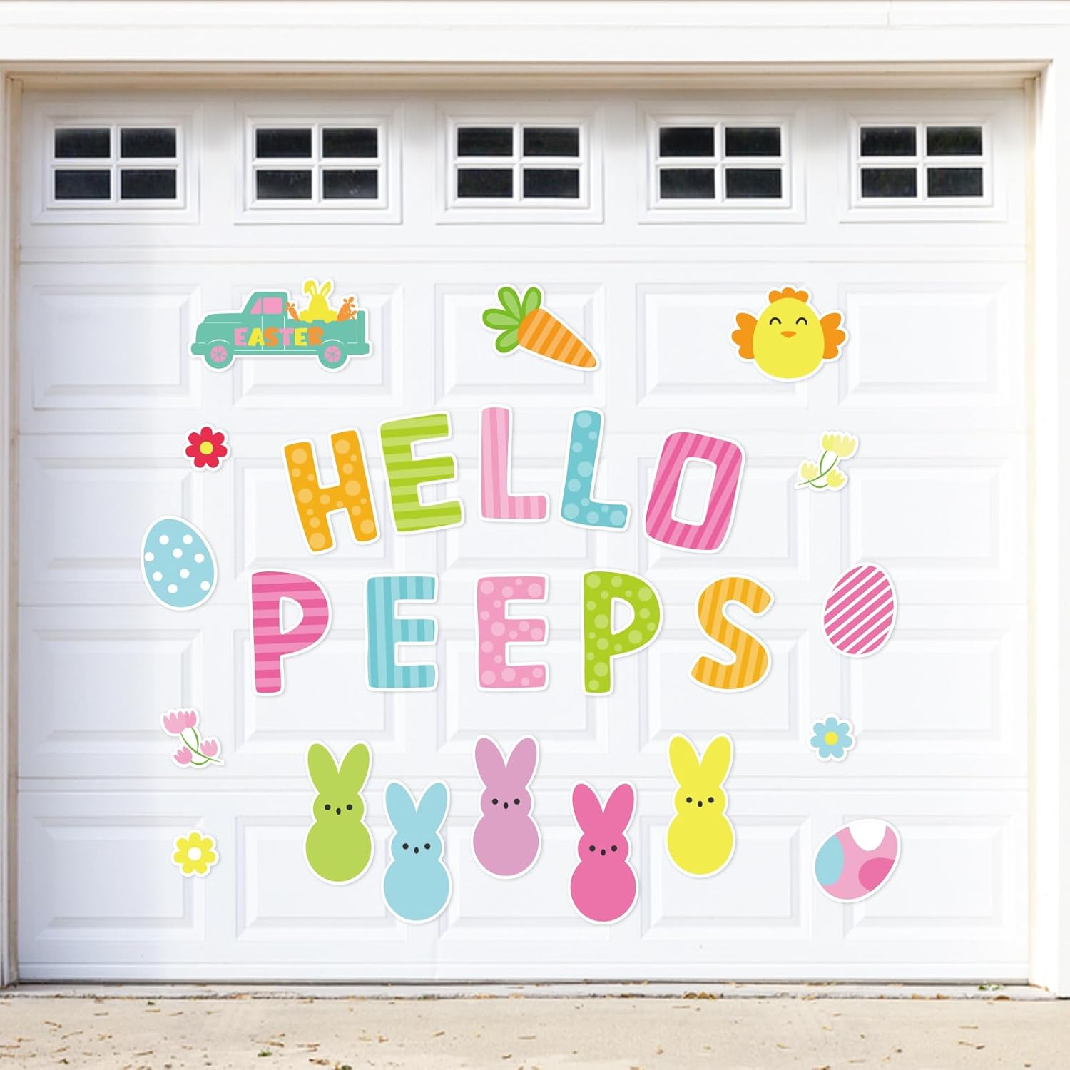 26PCS Easter Magnets Garage Door Decorations - Magnetic Refrigerator Car Magnet Outdoor Holiday Decor(Hello)