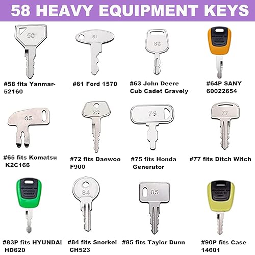 Miniatura 5 de Juego maestro de 58 llaves de equipo pesado, llave de encendido de construcción para caja Bobcat JD JCB Kubota Komatsu Toyota Caterpillar Hyster