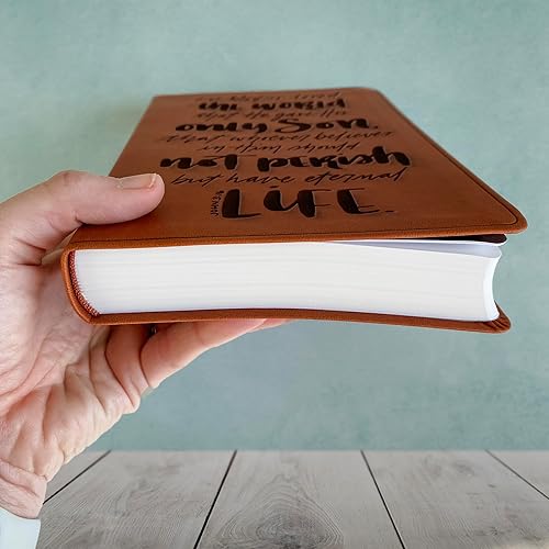 Miniatura 4 de Hand Lettered and Laser Engraved ESV Bible with John 316, Brown Trutone Leather Cover, Custom Name Engraving Available for the perfect personalized