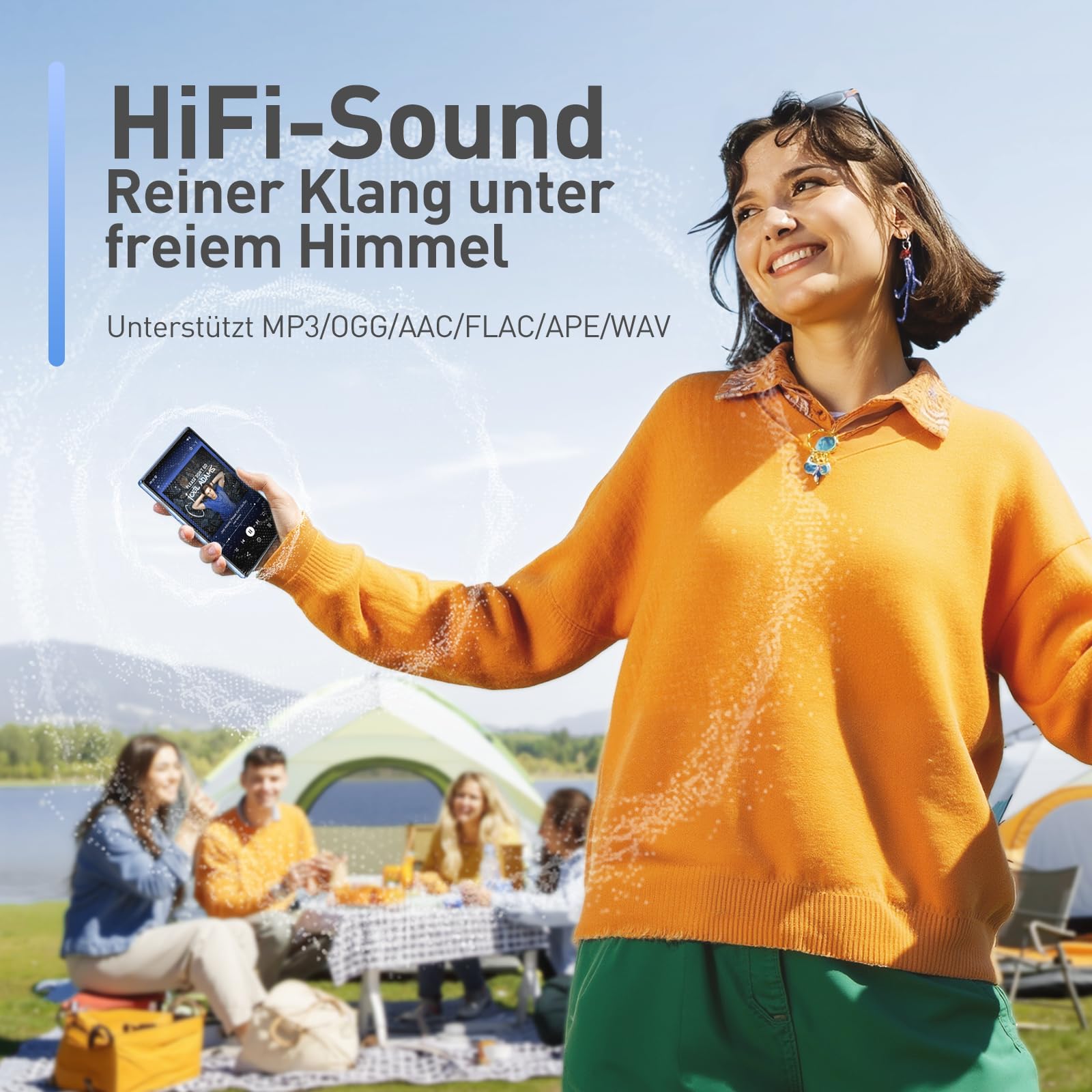 AGPTEK 128GB MP3 Player mit Bluetooth und WLAN, 5 Zoll HD-Touchscreen | Android 13 Musik Player mit Spotify, Audible, Amazon Music, YouTube, MP4-Player für Kinder bis zu 1 TB, Blau