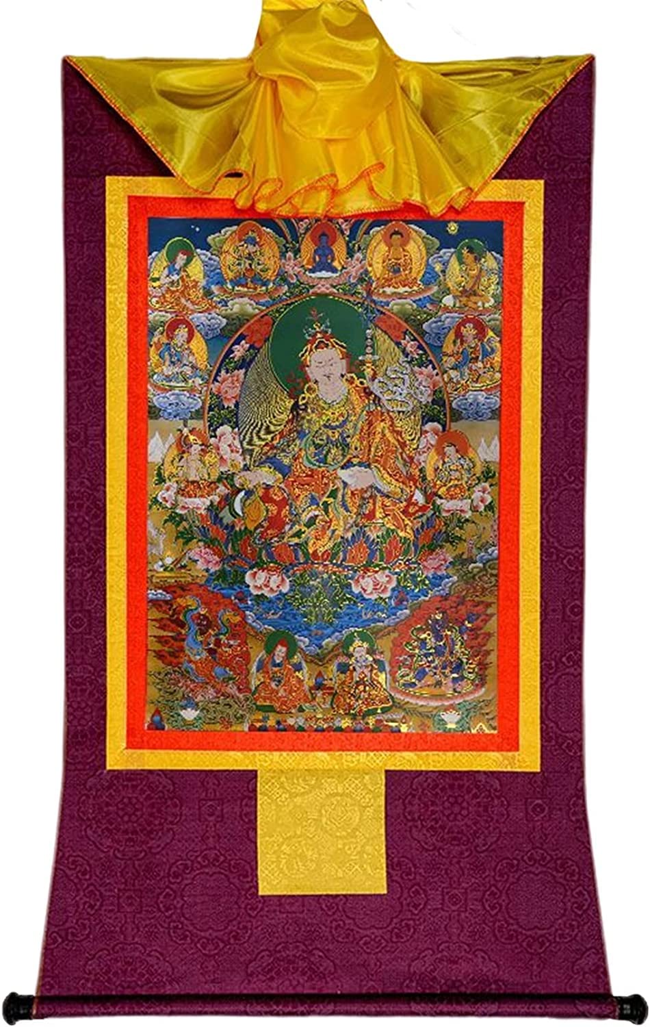 VHKJewE Shakya Senge Tibetan Thangka Tapestry Dradrog Buddhist Brocade Guru Padmasambhava(Purple,M)
