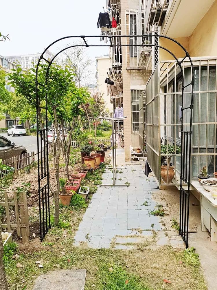 Traliccio ad arco da giardino in metallo resistente, per piante rampicanti, decorazione durevole per esterni, ideale per supporto per rose e viti