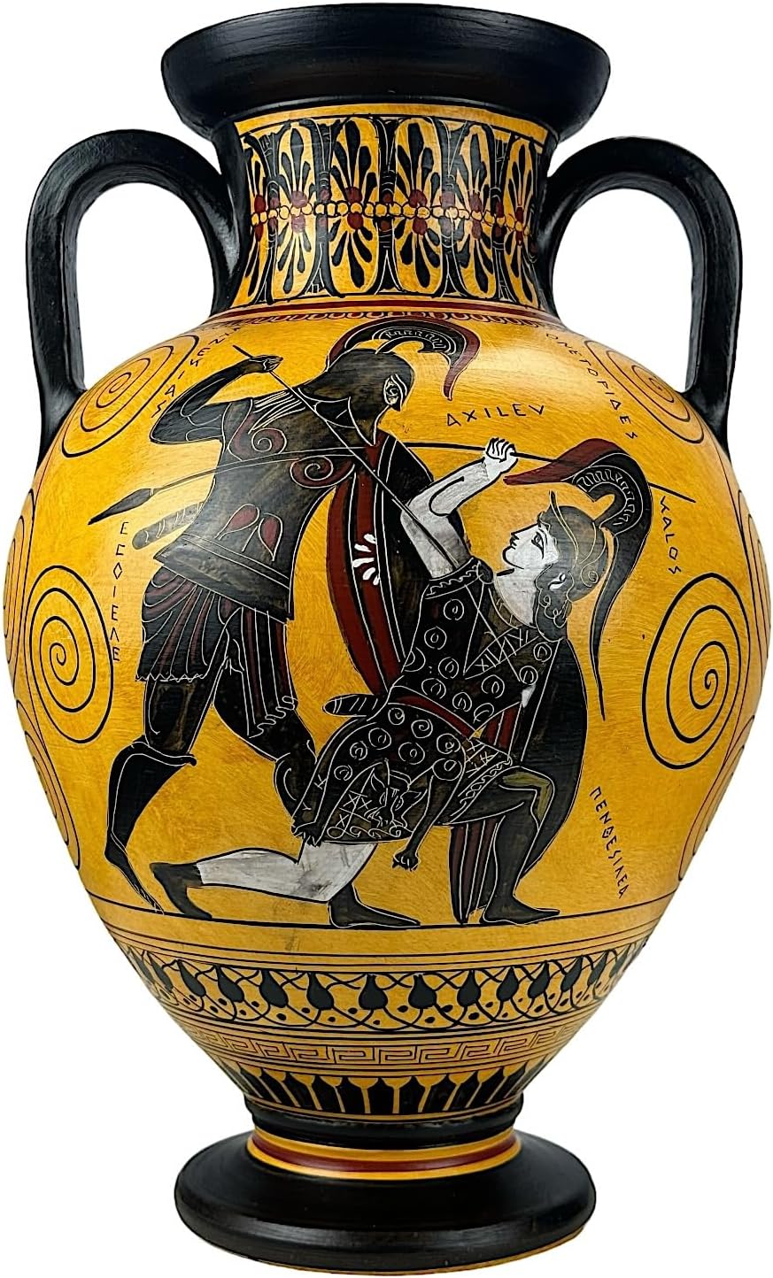 greekartshop Generic Amphora Achilles Slaying Penthesilea Ancient Greek Vase Pottery Museum Copy 530 BC