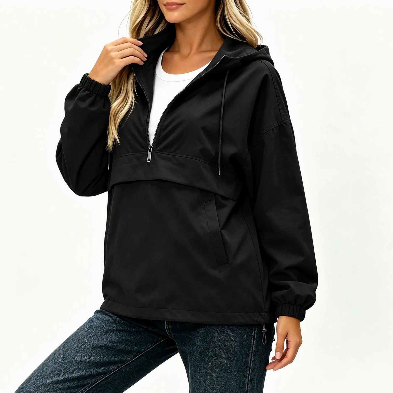Regenjacke Damen Wasserdicht Funktionsjacke 1/2 Zip Wanderjacke Outdoor