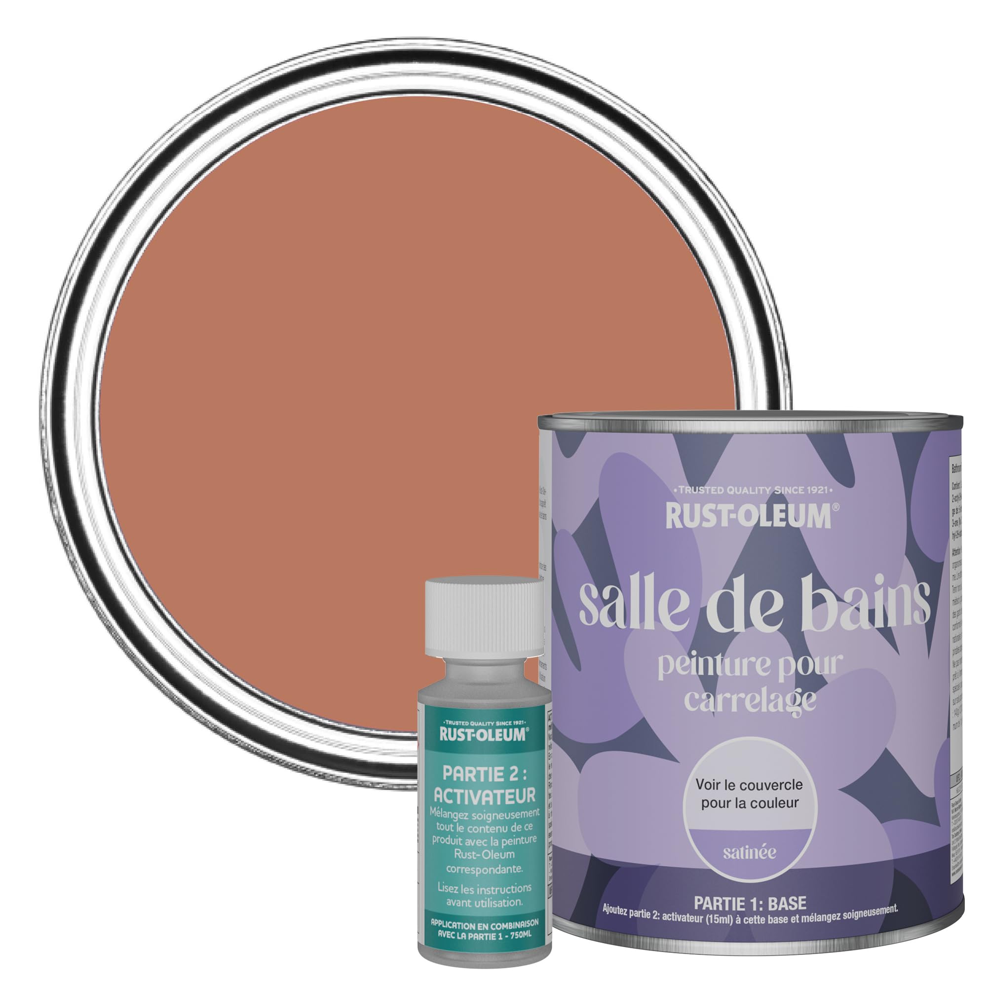 Rust-Oleum Peinture Rouge Résistante à l'eau pour Carrelage de Salle de Bain, Finition Satinée - Sienne 750ml