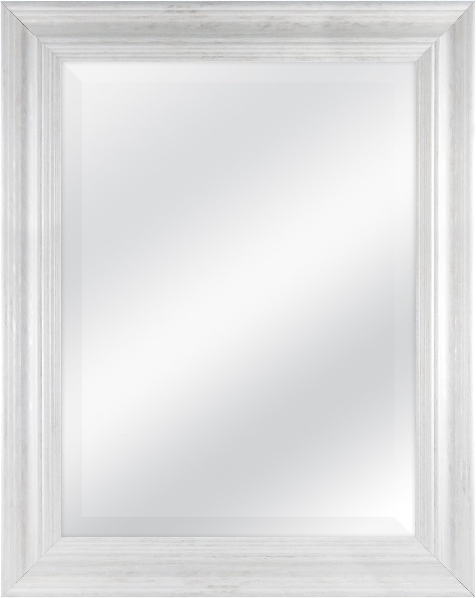 18 by 24 inch Scoop Mirror, 23.5 by 29.5 inch Outside Dimension, White Wash Finish 20547