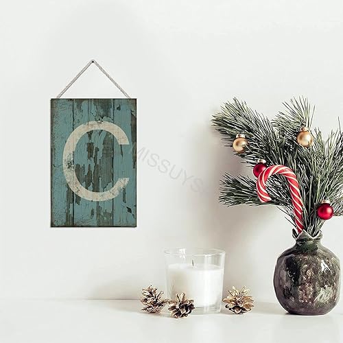 Vista 267 de Letrero colgante de madera con letra A, letrero de madera, decoración del hogar, 26 letras del alfabeto de metal, placa de madera, decoración