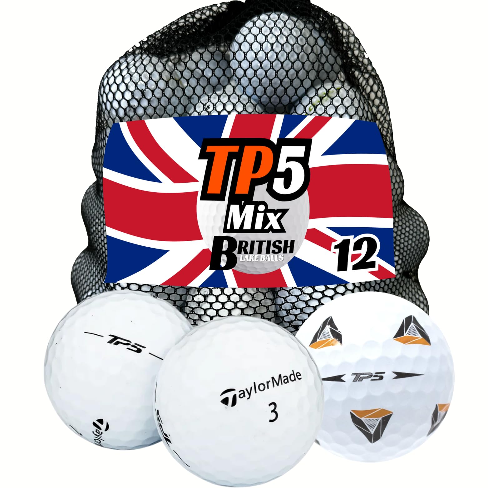 British Lake BallsTaylormade TP5 golf balls Grade A - Premium Lake Golf Balls - 12 pack