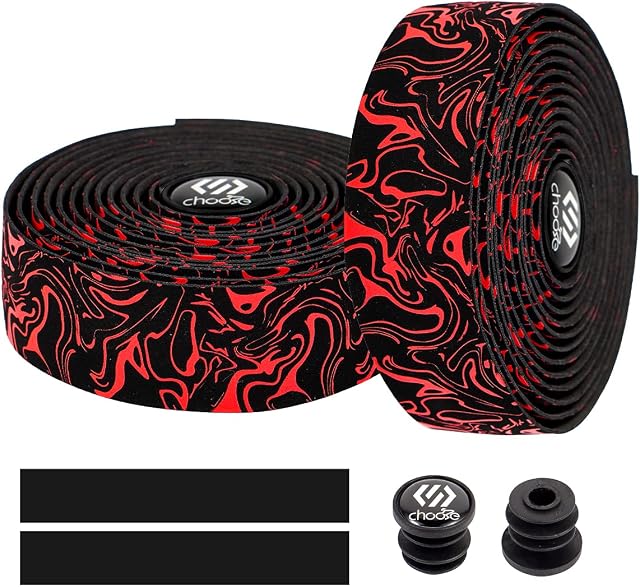 Chooee Road Bike Handlebar Tape,2PCS Bicycle Bar tape,Red.