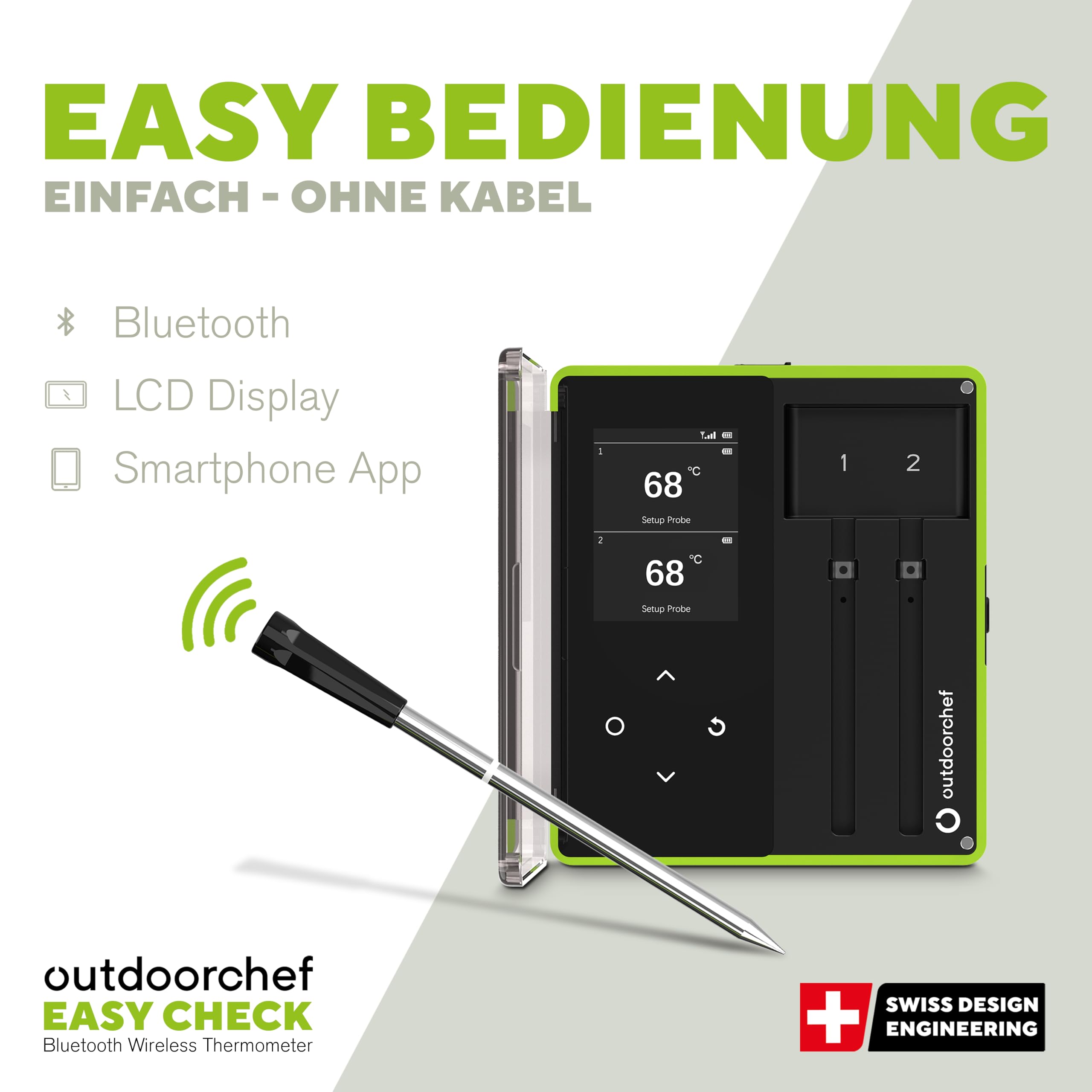 OUTDOORCHEF Termometro Easy Check Dual – Wireless Bluetooth Grill Termometro