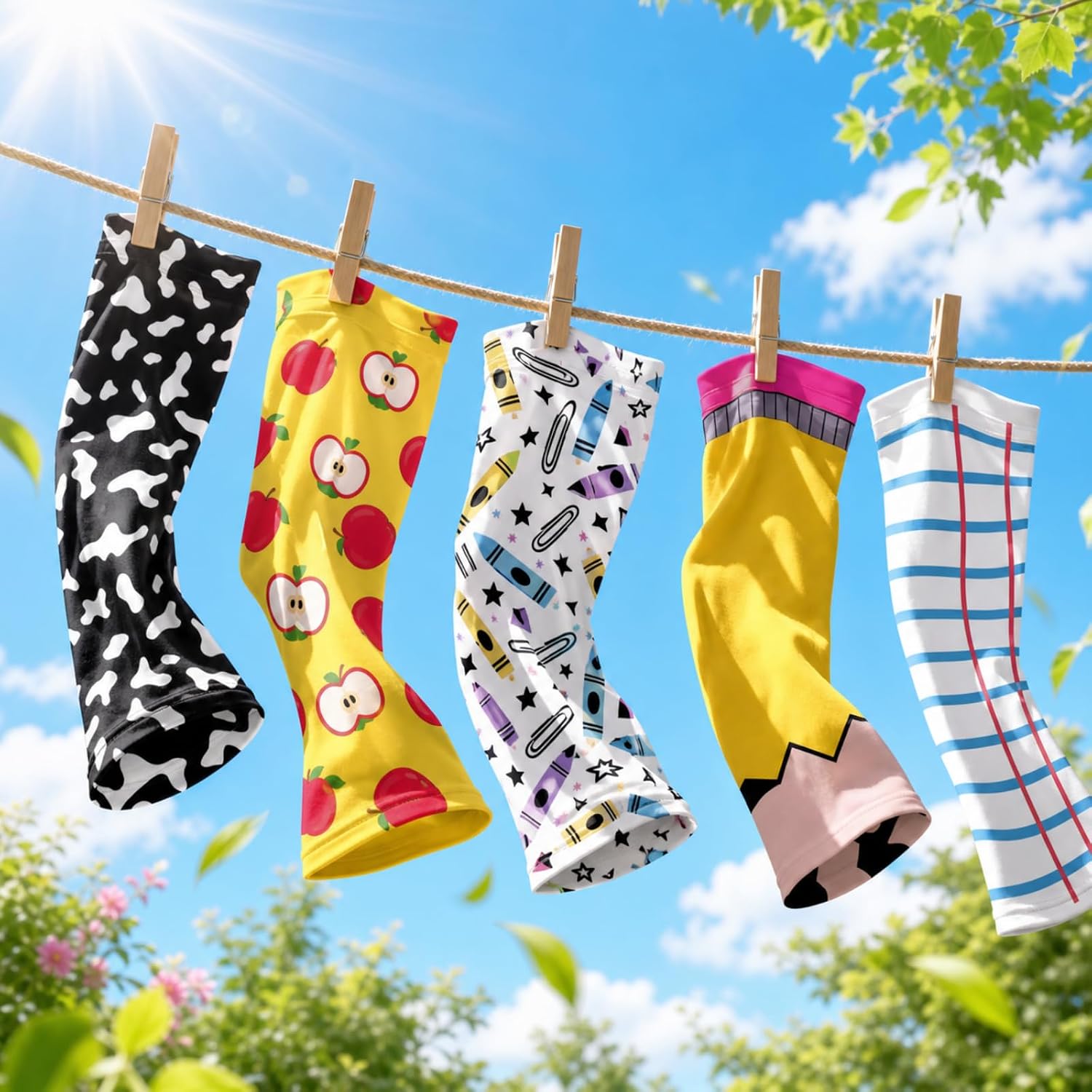 5 Pairs Sleeves to Cover Arms School Teacher Theme Sun Sleeves 5 Styles image 4