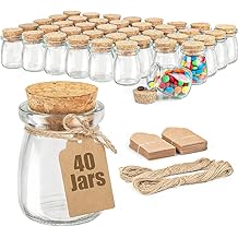 40 Pack Glass Favor Jars with Cork Lid, 3.4 oz Small Glass Bottles for Wedding Favor, Baby Shower, Party Favor, Gift Jars for Candy, Bonus Twine and Labels