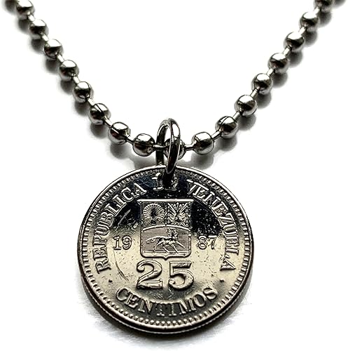 1987 Venezuela 25 Centavos moneda colgante Simón Bolívar Caballo Palomo Caracas Maracaibo Valencia colgante Barquisimeto Ciudad Guayana Maturín