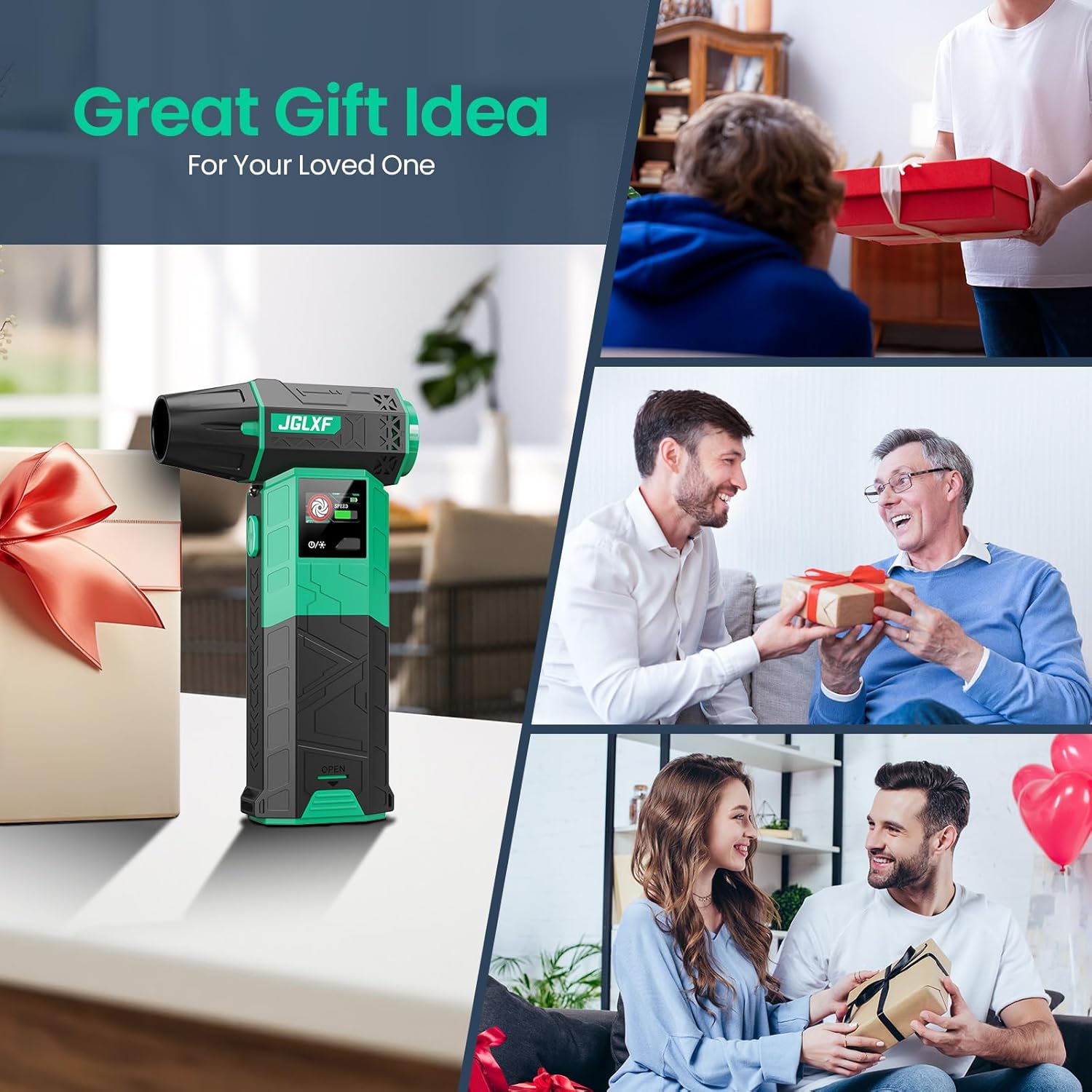 Electric Air Duster Upgraded, 130000RPM Snow Blower Compressed Air Duster, 2 * 4000mAh Removable Batteries, Cordless Air Blower Electric Cleaner Kit for PC/Keyboard/Car, Replaces Compressed Air Cans