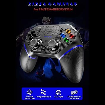 Controller Bluetooth Wireless GamePad Joyctick With TouchPad 6-Axis Somatic Vibration Programmable Game Controller Gamepad Controller Color: White, Size: One Size