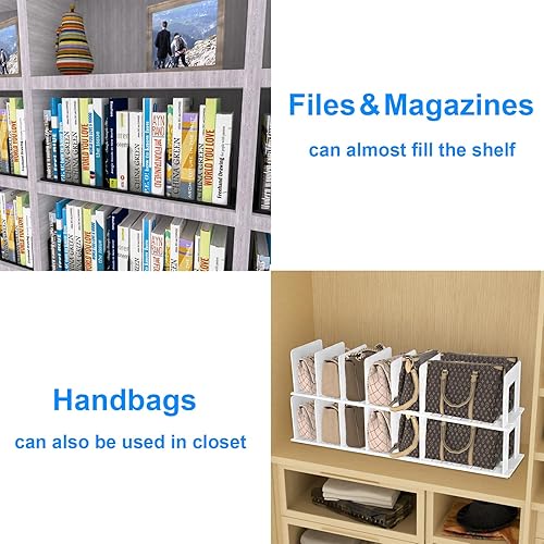 Miniatura 4 de Clasificador de archivos vertical ajustable, soporte vertical expandible de plástico resistente, organizador de carpetas de escritorio, divisor de