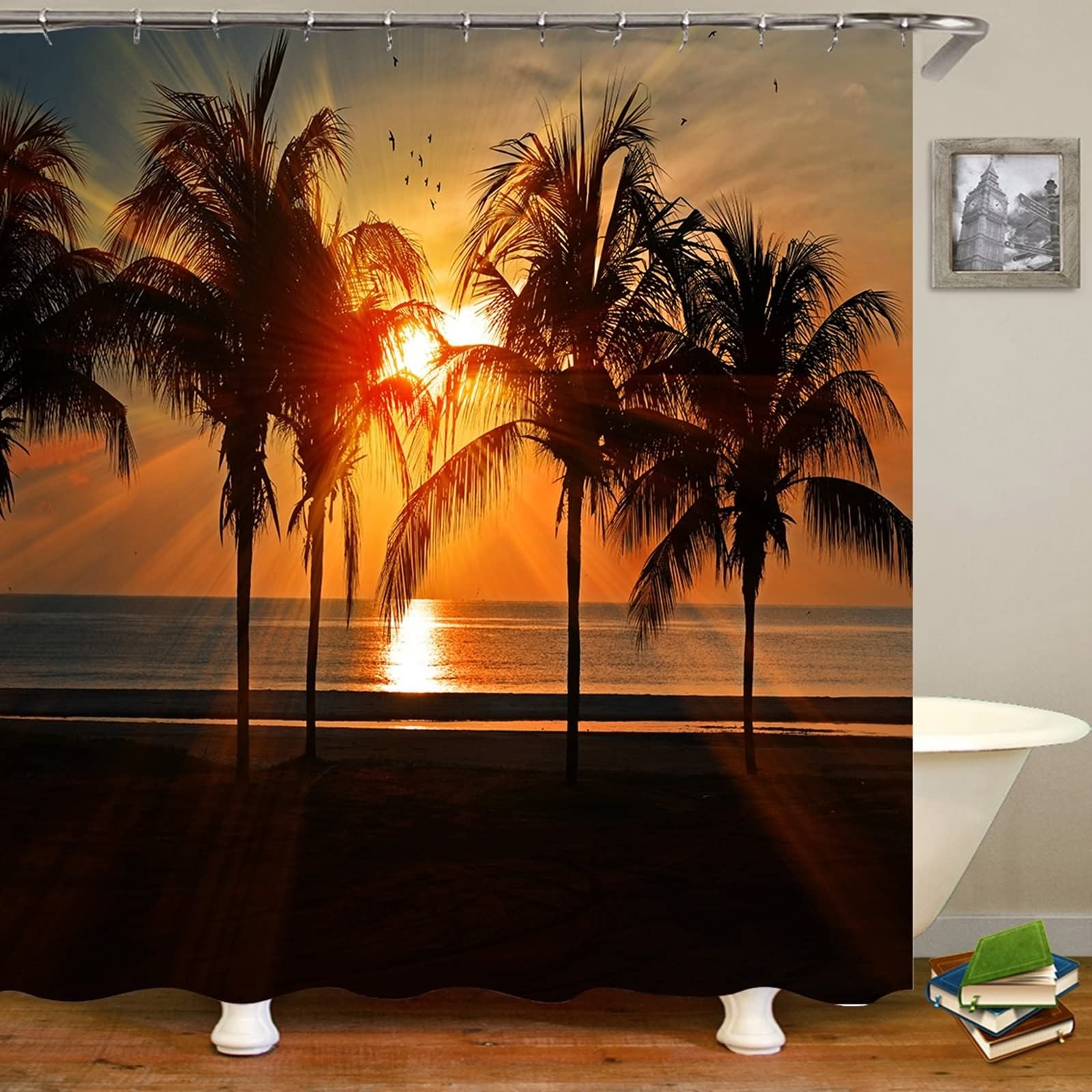 Rideau de douche imperméable polyester 180x200cm avec anneaux de douche