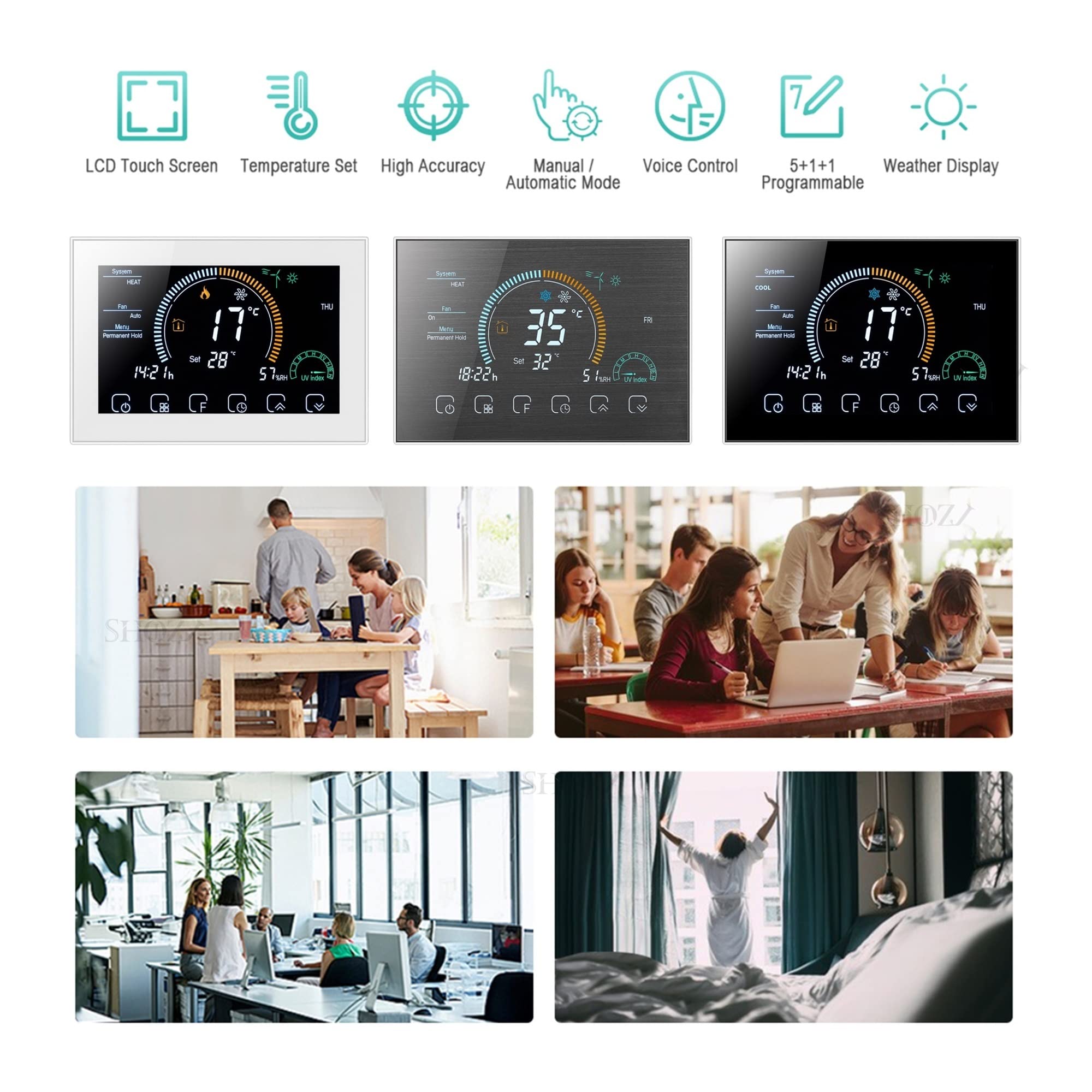 Czujnik termometru, WIFI Smart Device Centralny klimatyza(Nero,2P WIFI)