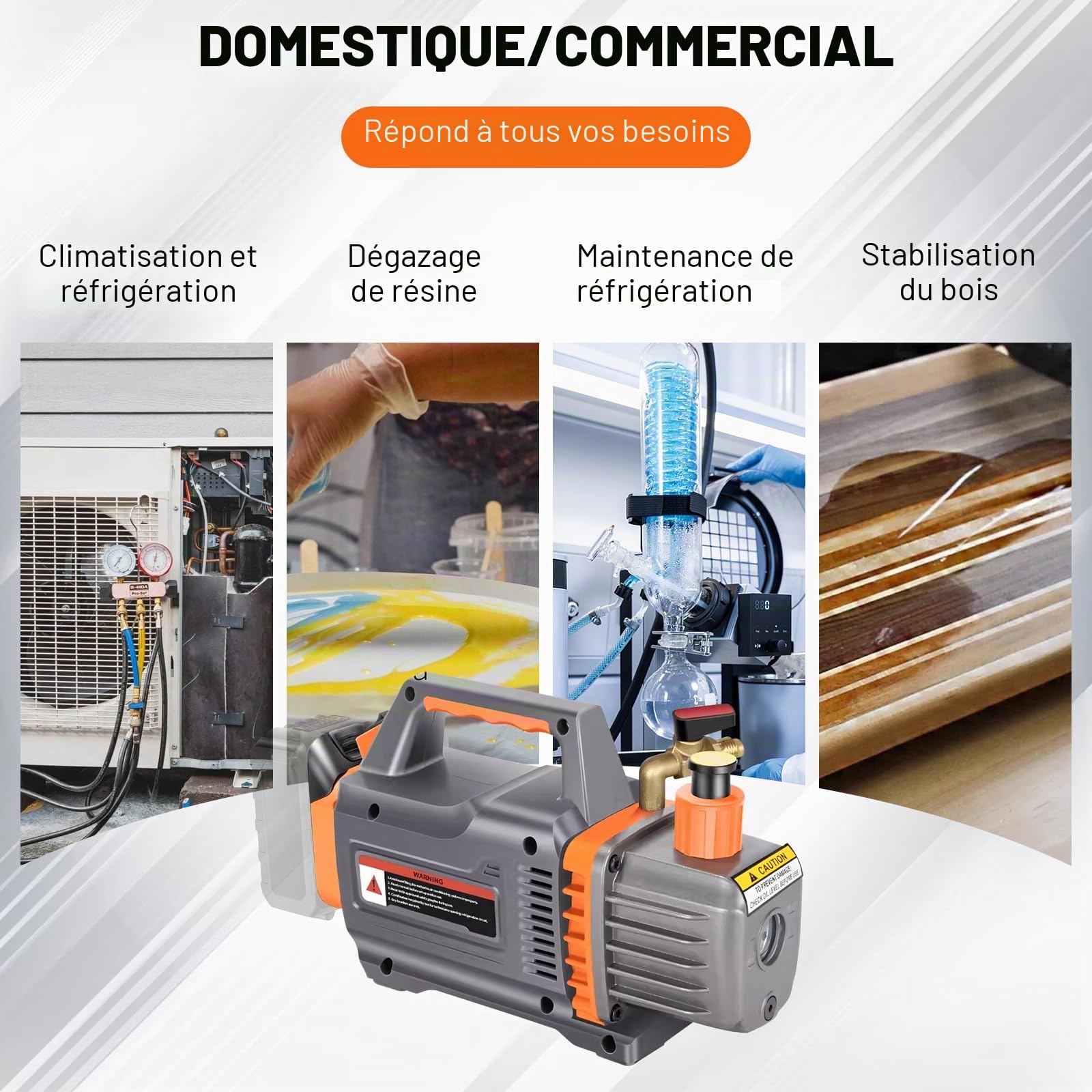 Pompe à vide compatible avec batterie Mak-ita 18 V, pompe à vide à 1 étape, 2 CFM, 1/4HP, 5PA testeur de vide pour outil d'air réfrigérant HVAC AC, dégazage de résine, emballage sous vide (sans piles)