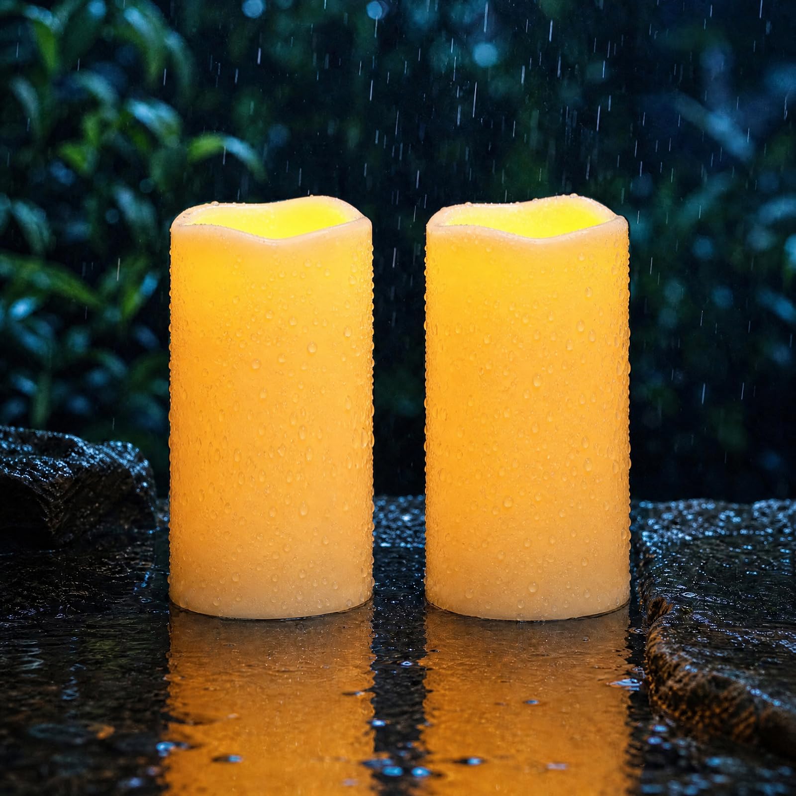 Photo 1 of Homemory 3"x6" Outdoor Flameless Candles, Set of 2