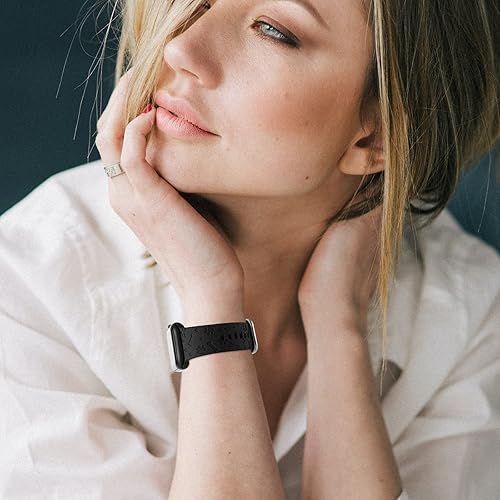 Miniatura 7 de Correa de silicona grabada con pata de perro compatible con Apple Watch de 1.496 in 1.575 in 1.614 in 1.654 in 1.732 in 1.772 in para mujeres y