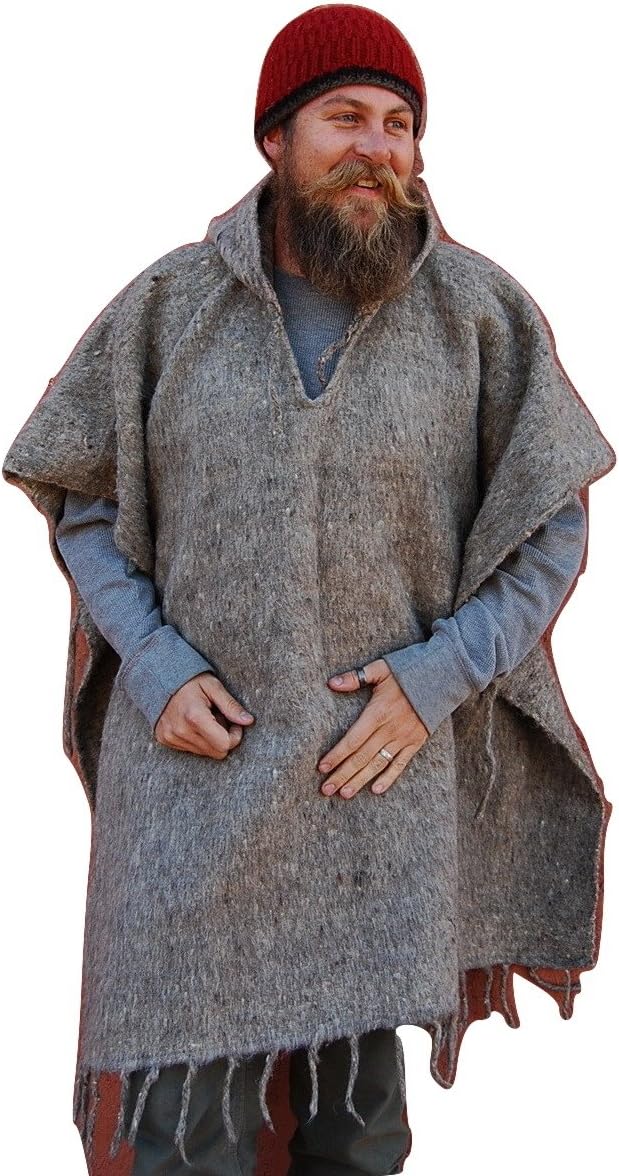 Support Our Orphanage: Handmade Wool Unisex Poncho Made in Guatemala Grey