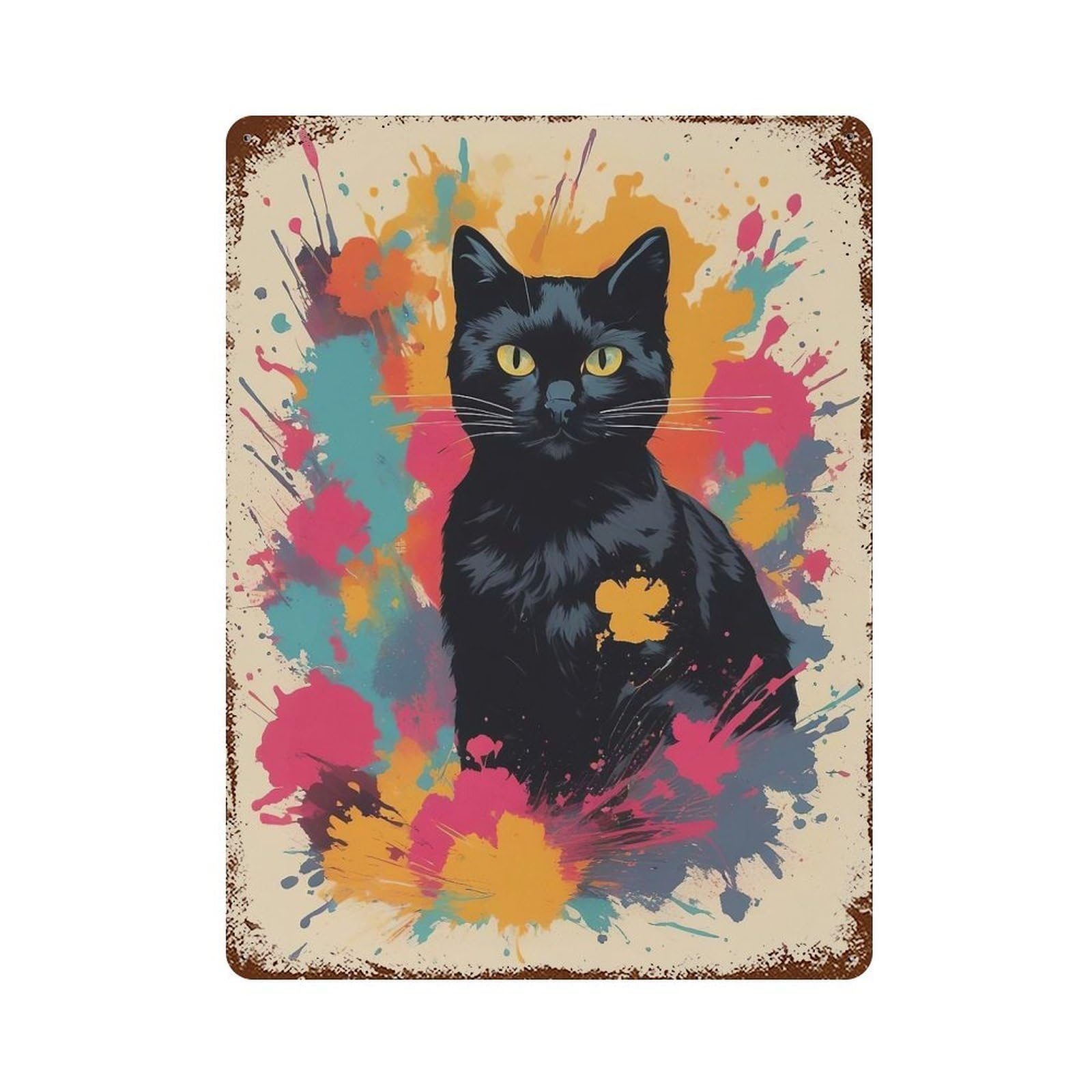 Cat0021 Retro Metal Sign 15.7"x11.8", Farmhouse Wall Decor for Cafe, Home Bar And Lounge Decor