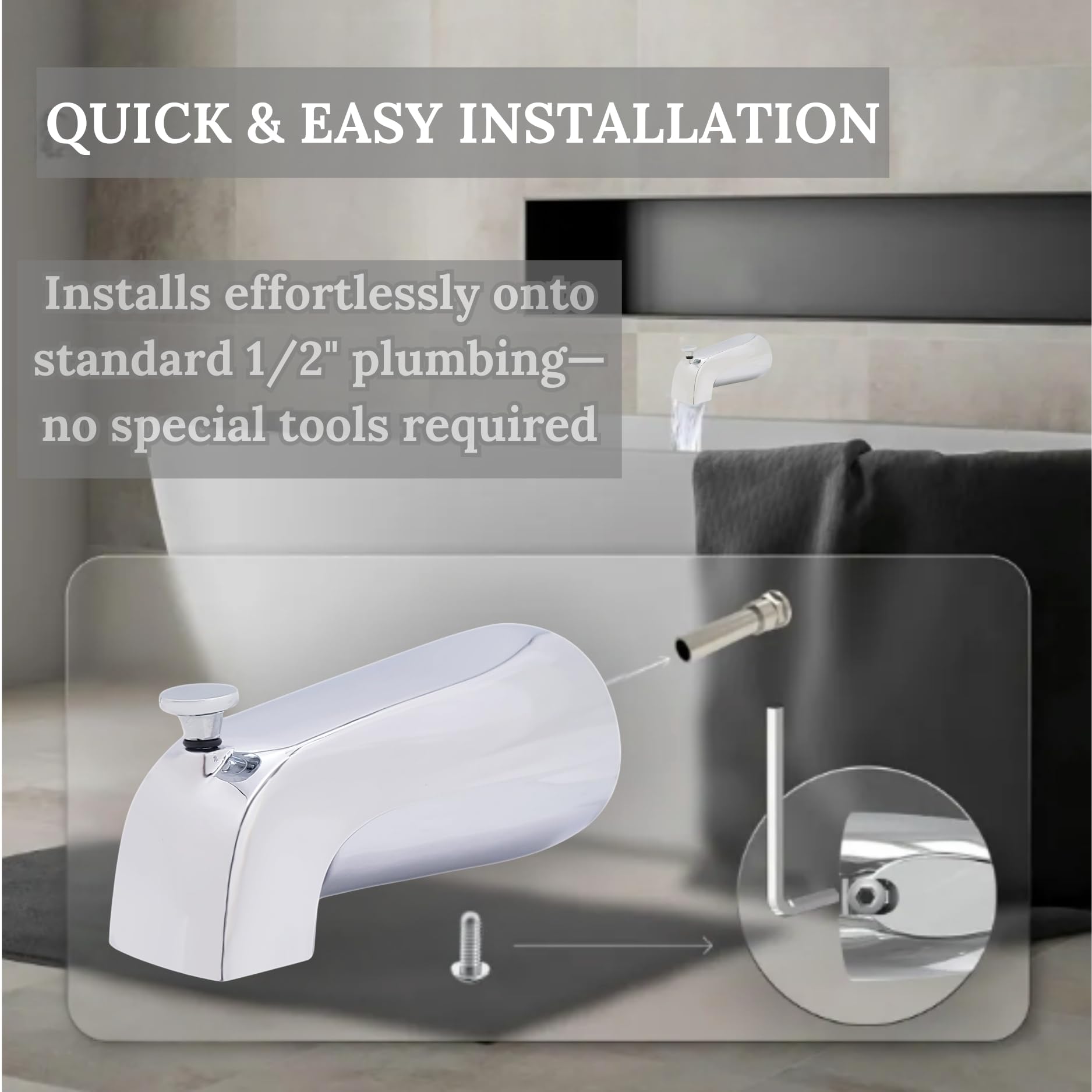 Westbrass D311-26 Boquilla para bañera, Cromo Pulido