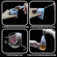 Vista 4 de Filtro de té, bolsas de té, bolsas de té para té de hojas sueltas, 100 unidades, 4 pulgadas x 3.2 pulgadas, color blanco