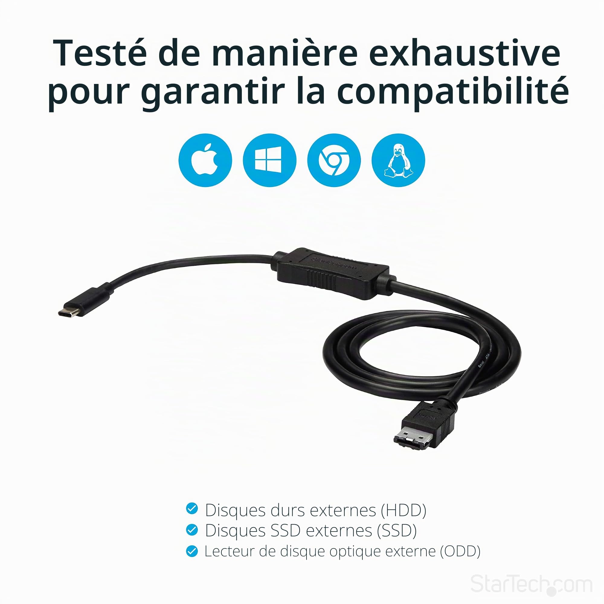 StarTech.com Câble USB C vers eSATA - 1m - 5Gbp - Pour HDD / SSD / ODD - Adaptateur de Disque Dur Externe - Convertisseur USB 3.0 vers eSATA (USB3C2ESAT3)