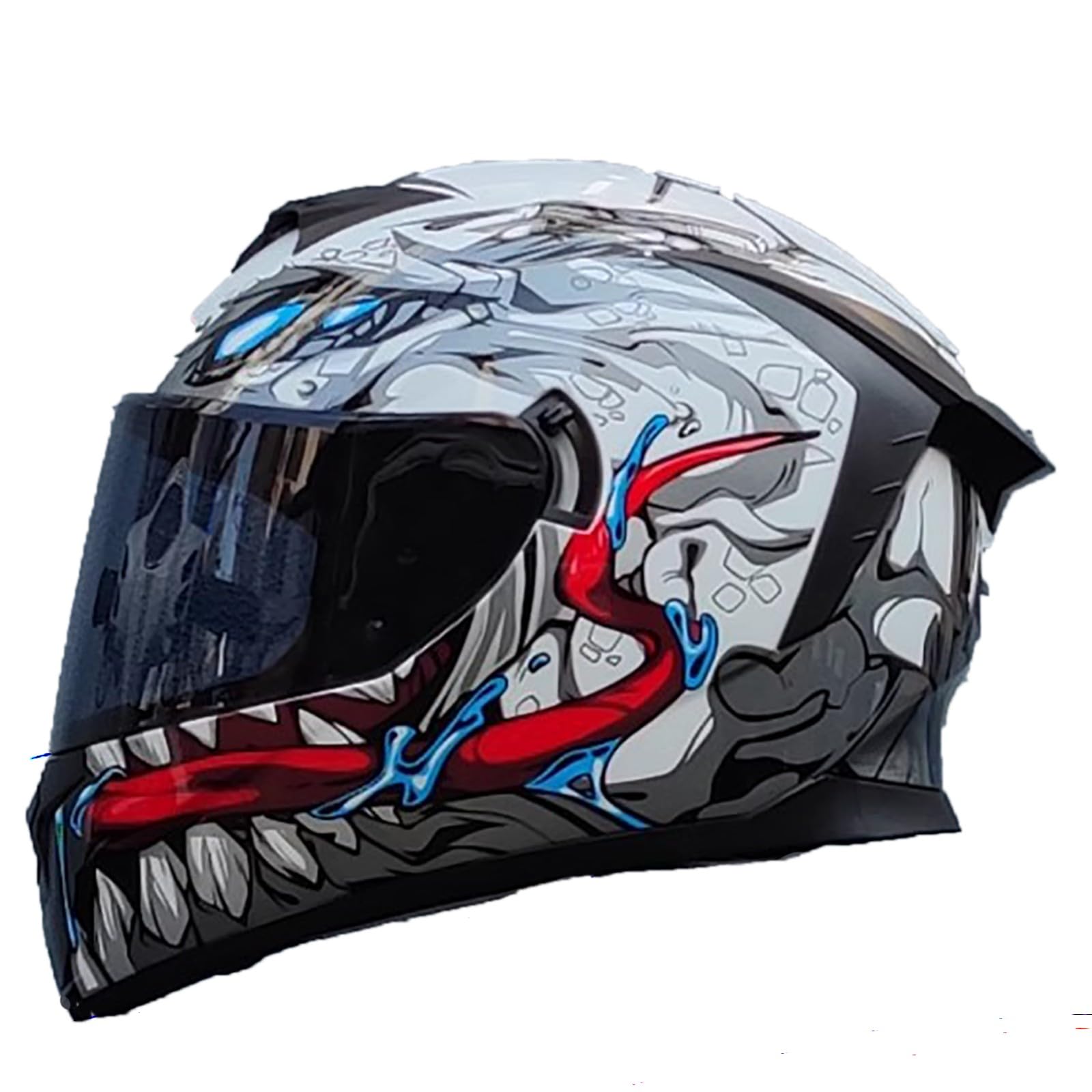 Kask integralny ECE certyfikowany kask motocyklowy kask motocyklowy kask integralny kask ochronny podwójne soczewki z przedłużonym ogon deflektora D,M (57-58 cm)