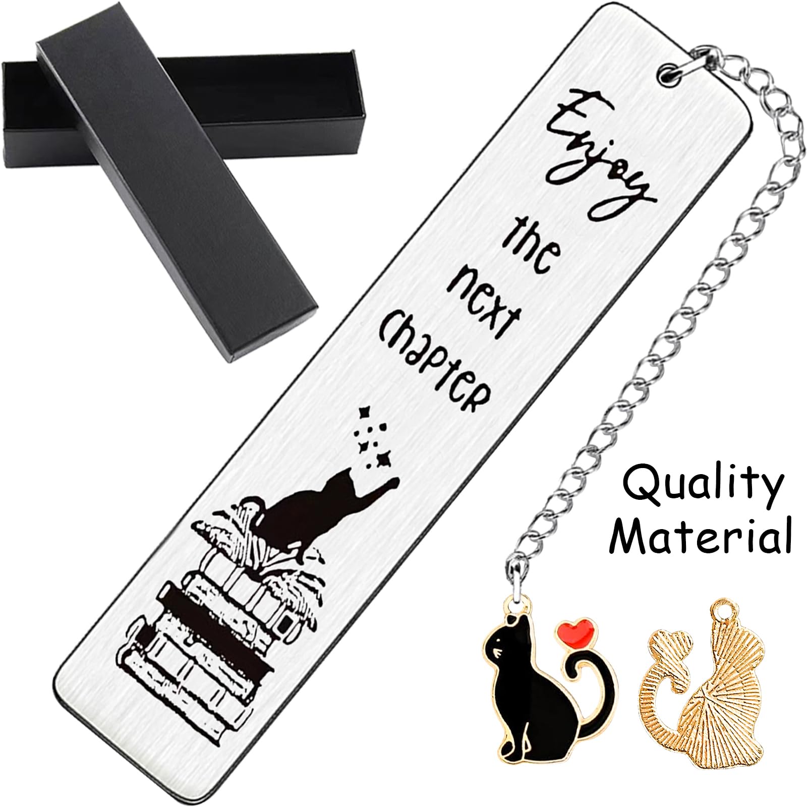 Personalised Bookmarks for Women Cute Inspirational Reading Gifts - Mum’s Day Gifts for Male Female (Cat Pendant) - Image 2