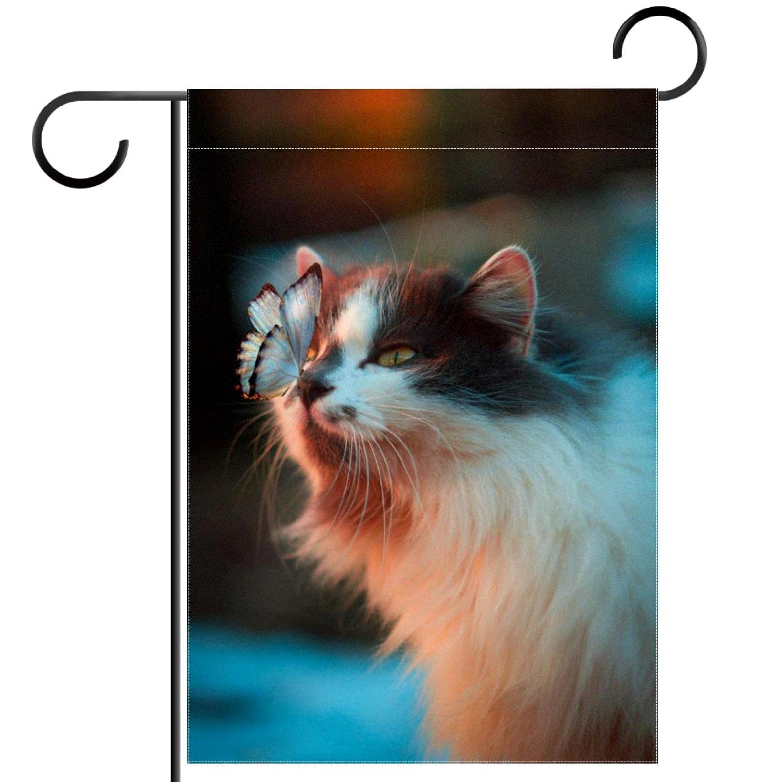 Drapeau de jardin double face de qualité supérieure motif chat en maille polyester - 7