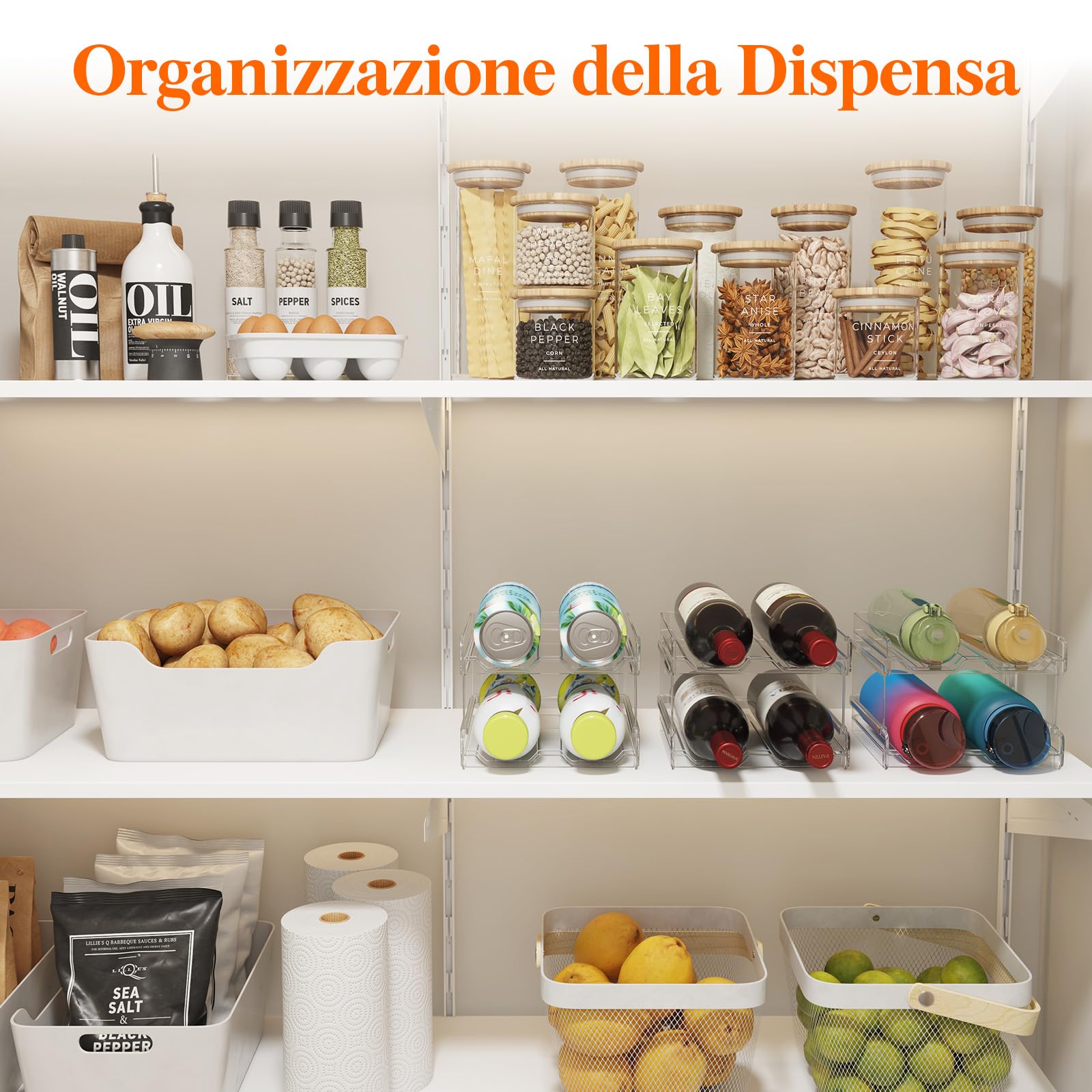 Lifewit Portabottiglie Impilabile in Plastica per Frigorifero, Armadio, Bancone, Portabottiglie da Vino, Organizer per Bottiglie d’Acqua Può Contenere 4 Bottiglie, Trasparente