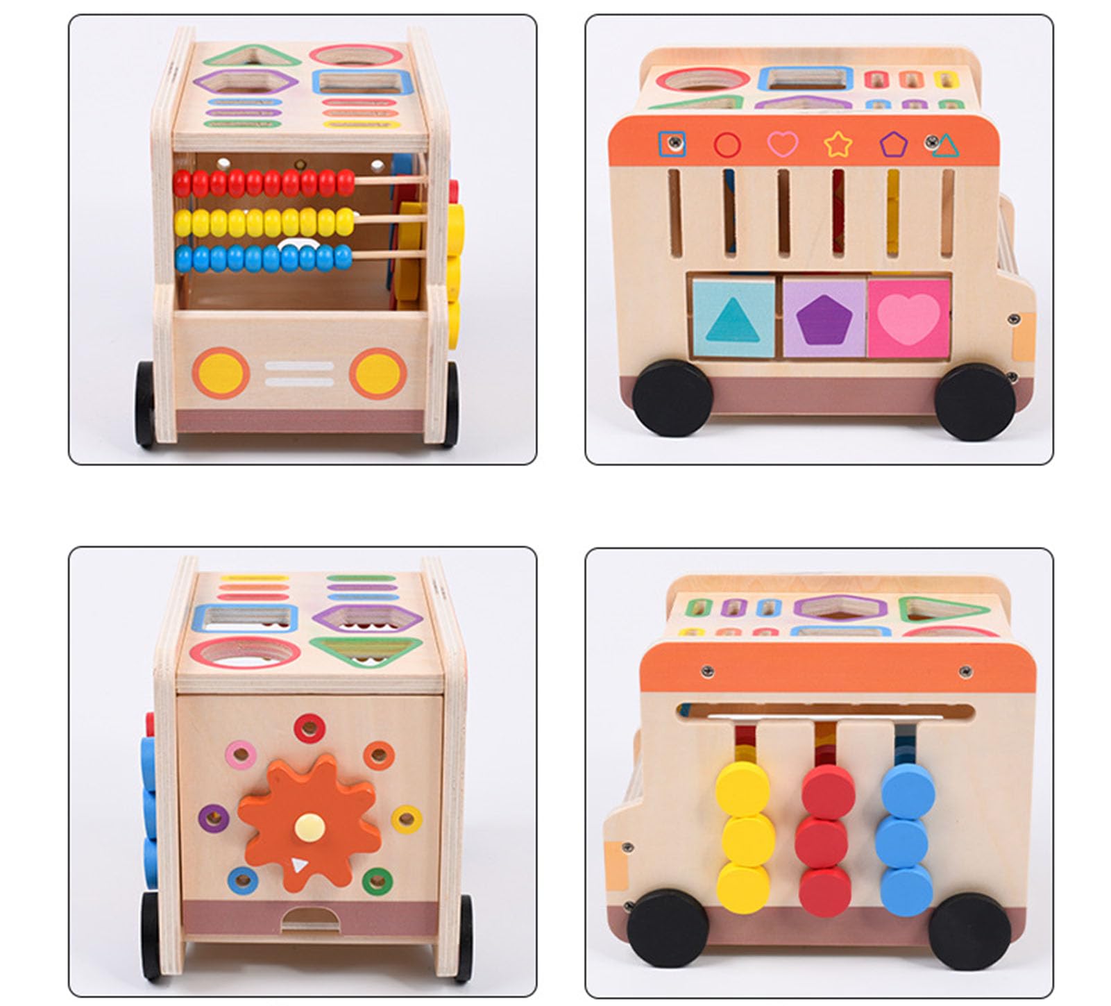 Holz-Formen-Sortierbus-Spielzeug, Abakus-Perlen-Block-Sortierauto