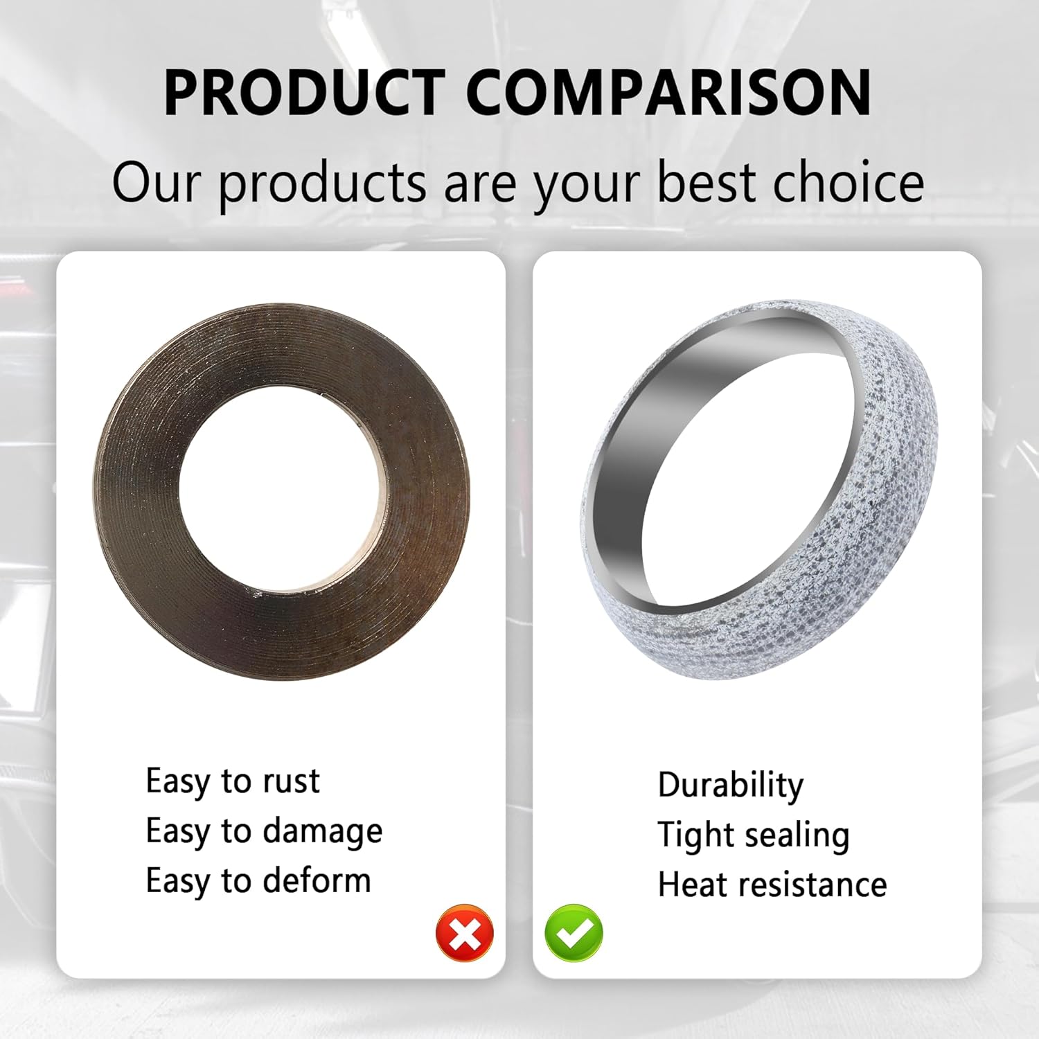 ID 2.36"/60mm Car Exhaust Manifold Gasket,Graphite Construction Exhaust Donut Gasket Seal Muffler Ring,Automotive Replacement Exhaust Flange Gasket for Stop Leakage(60mm)