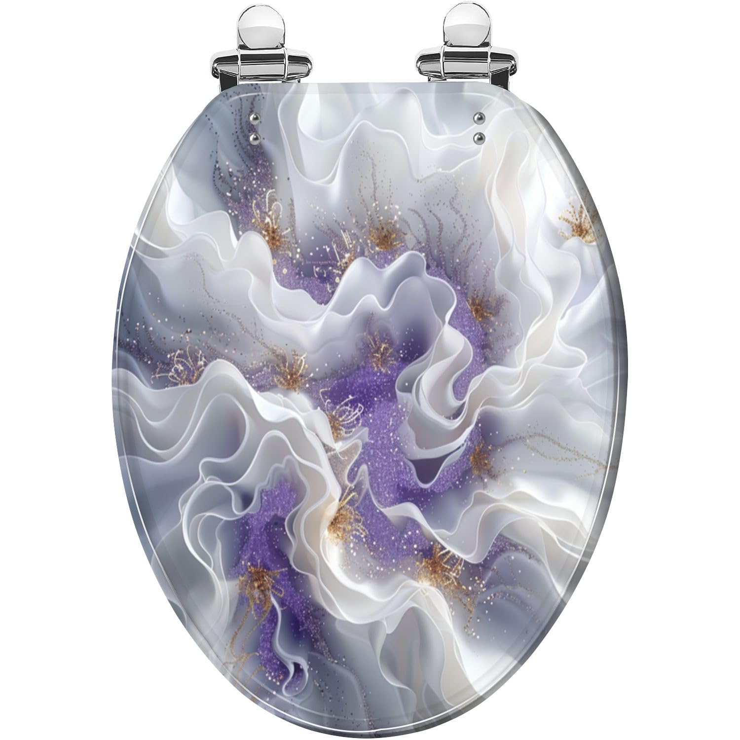 White Marble Toilet seat, Adjustable, Lightweight, Durable, Portable, User-Friendly, Compact, Decorative, Resin, Elongated, Intricate